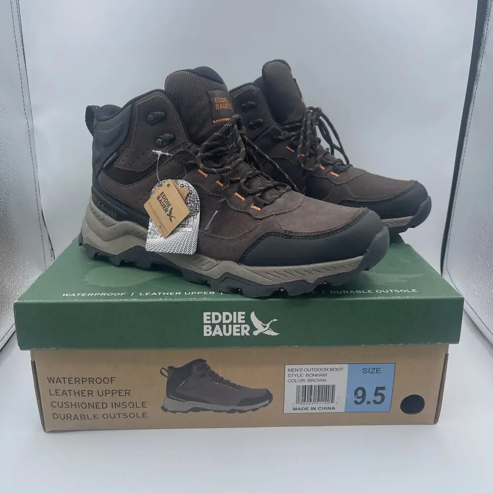 NEW Eddie Bauer Bonham Hiking Outdoor Boots MENS Brown Lace Up Leather SIZE 9.5‎